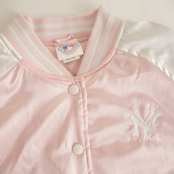 Major League Baseball New York Yankees Pink Button Up Varsity Jacket L(14/16) - Picture 9 of 13